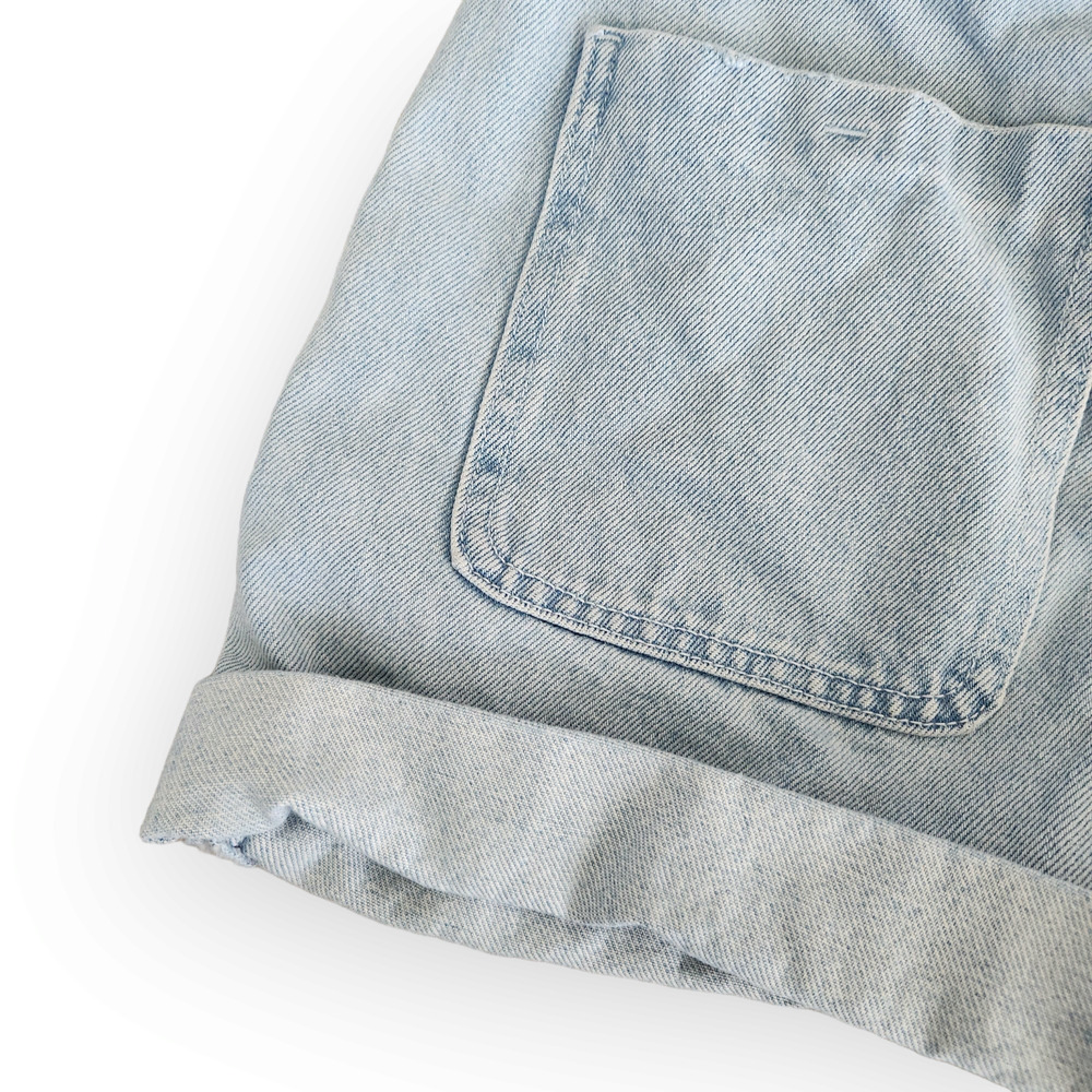 Zara Light Wash High Waisted 80s Mom Shorts Paper Bag Jean Shorts 2 - Picture 6 of 7